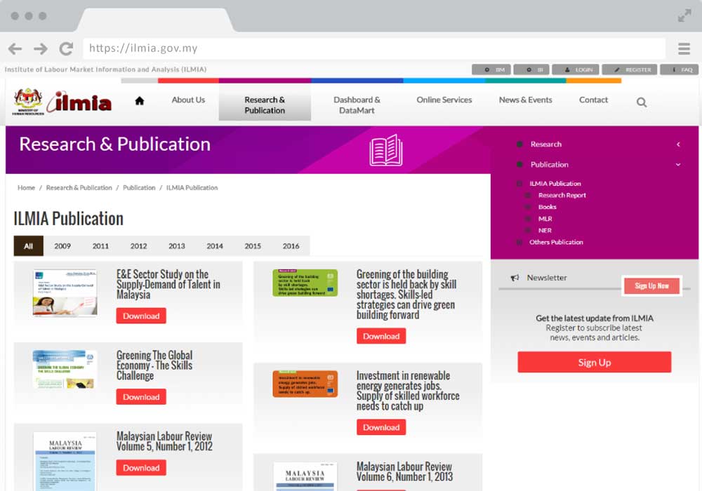 ILMIA website project by EZU