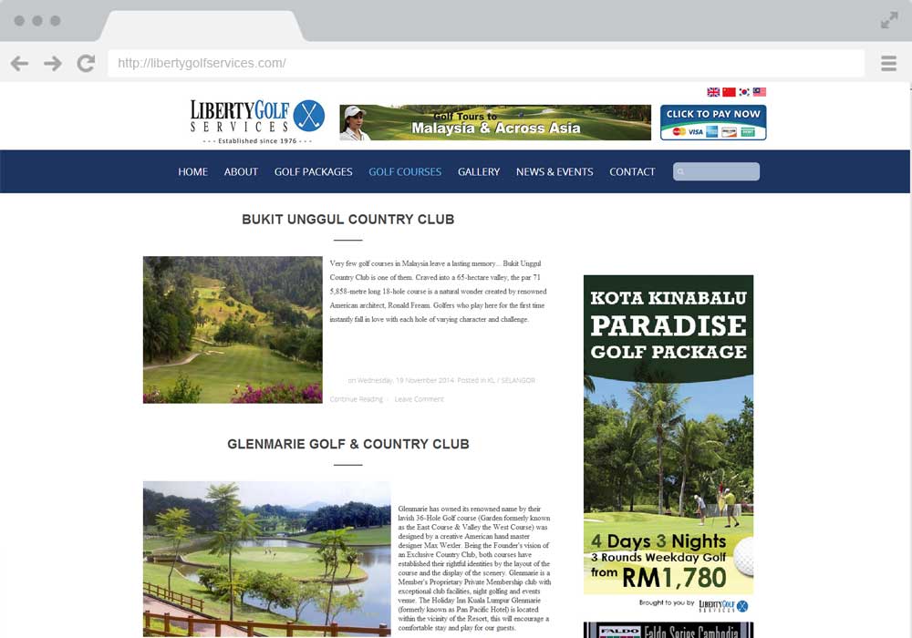 Liberty Golf website project by EZU
