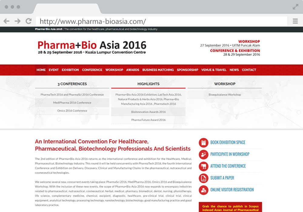 Pharma+Bio Asia website project by EZU